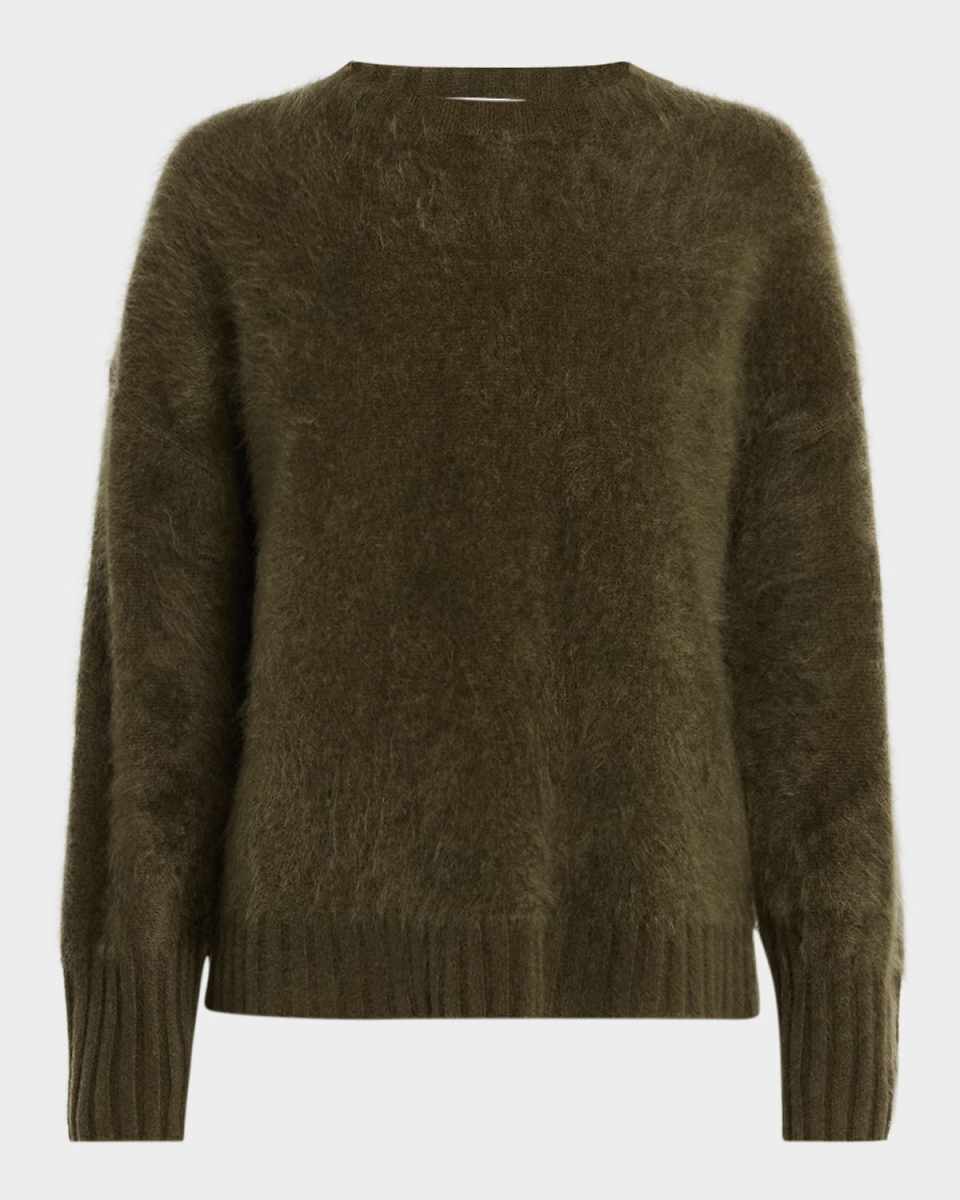 Solid Brushed Cashmere Crewneck Sweat